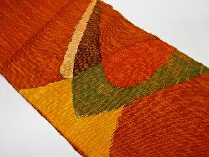 リサイクル　手織紬抽象模様織出し名古屋帯
